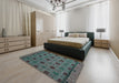 Abstract Gunmetal Green Modern Rug in a Bedroom, abs5084