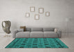 Machine Washable Abstract Turquoise Modern Area Rugs in a Living Room,, wshabs5084turq