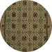 Round Machine Washable Abstract Brown Modern Rug, wshabs5084brn