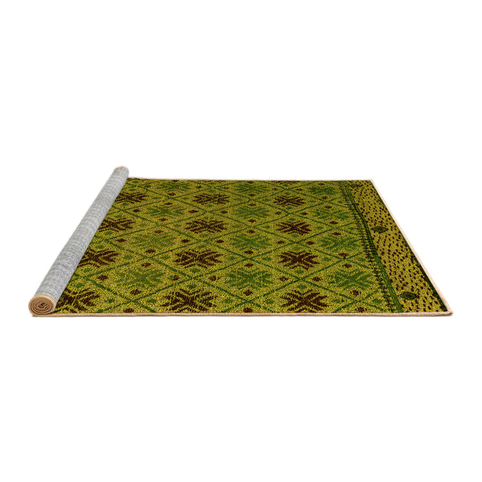 Sideview of Machine Washable Abstract Yellow Modern Rug, wshabs5084yw