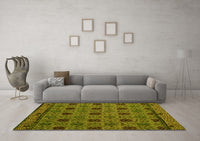 Machine Washable Abstract Yellow Modern Rug, wshabs5084yw