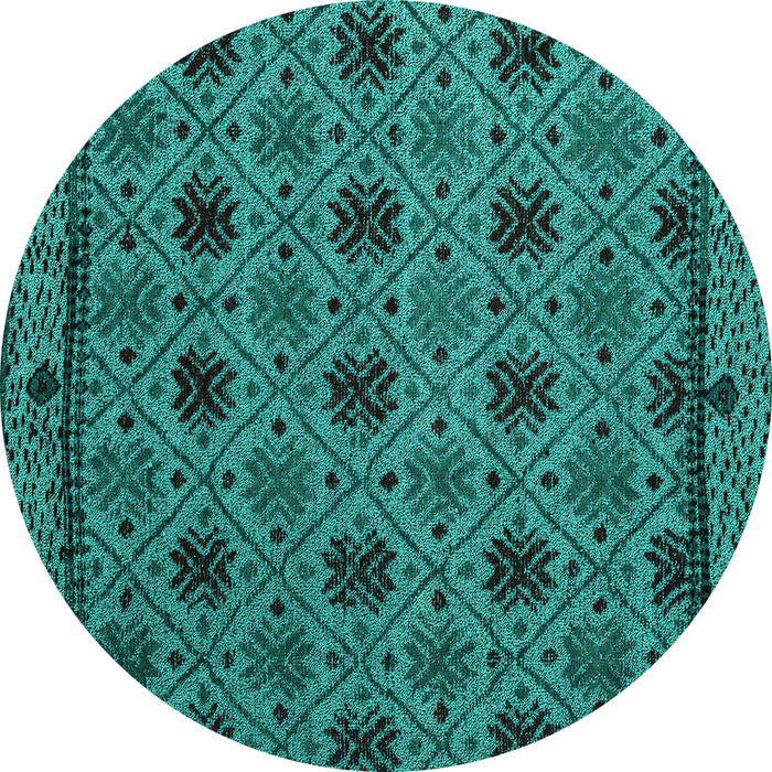 Round Abstract Turquoise Modern Rug, abs5084turq