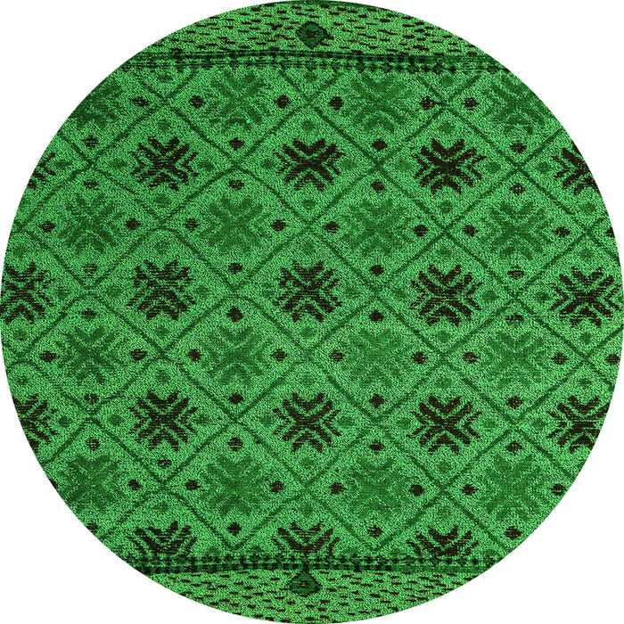 Round Abstract Green Modern Rug, abs5084grn