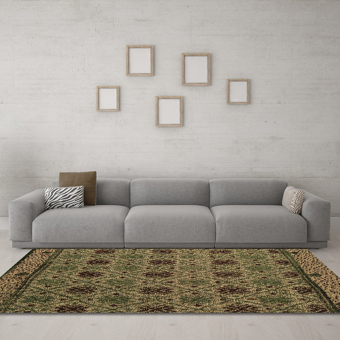 Machine Washable Abstract Brown Modern Rug in a Living Room,, wshabs5084brn