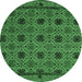 Round Abstract Emerald Green Modern Rug, abs5084emgrn