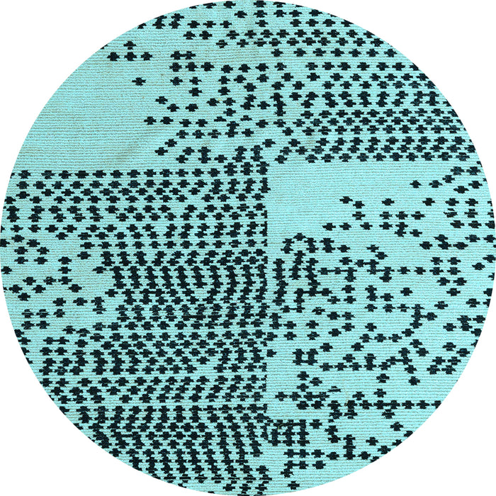 Round Machine Washable Abstract Light Blue Modern Rug, wshabs5085lblu