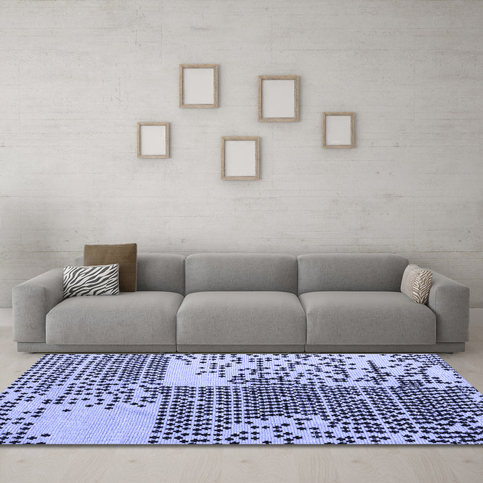 Machine Washable Abstract Blue Modern Rug in a Living Room, wshabs5085blu