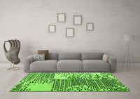 Machine Washable Abstract Green Modern Rug, wshabs5085grn