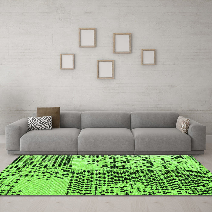 Machine Washable Abstract Green Modern Area Rugs in a Living Room,, wshabs5085grn