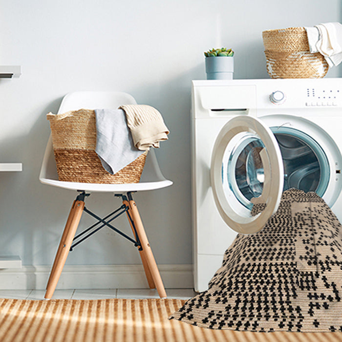 Machine Washable Abstract Pastel Orange Rug in a Washing Machine, wshabs5085