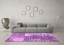 Machine Washable Abstract Purple Modern Area Rugs in a Living Room, wshabs5085pur