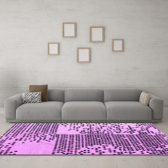 Machine Washable Abstract Purple Modern Area Rugs in a Living Room, wshabs5085pur