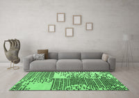 Machine Washable Abstract Emerald Green Modern Rug, wshabs5085emgrn