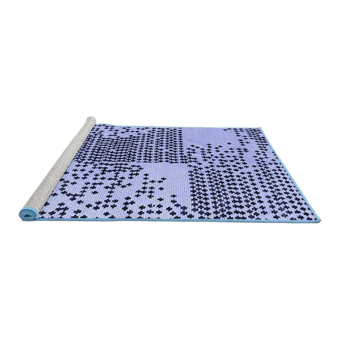 Sideview of Machine Washable Abstract Blue Modern Rug, wshabs5085blu