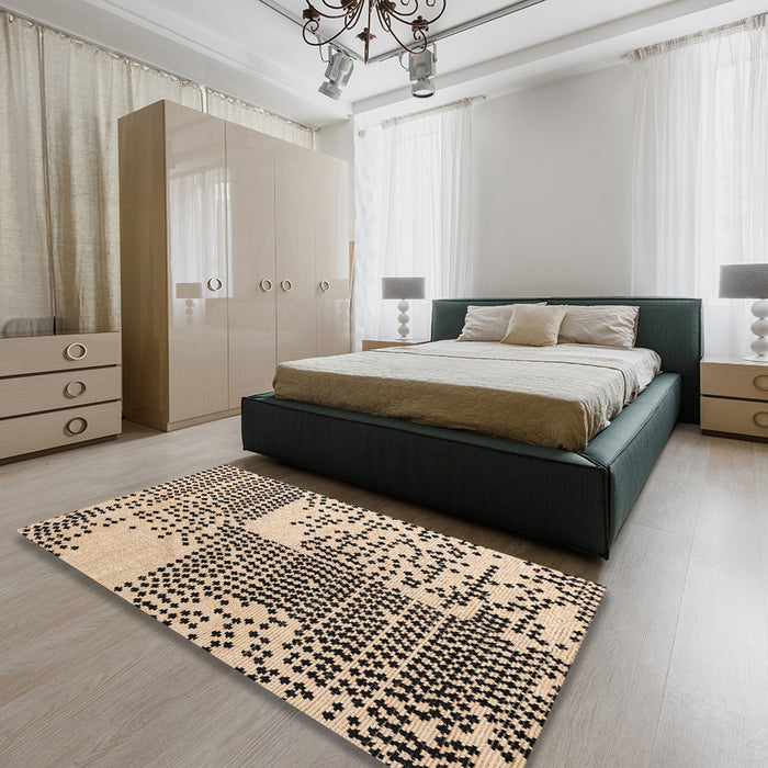 Abstract Pastel Orange Modern Rug in a Bedroom, abs5085