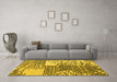 Machine Washable Abstract Yellow Modern Rug in a Living Room, wshabs5085yw