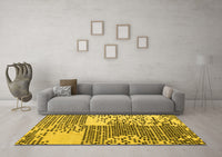 Machine Washable Abstract Yellow Modern Rug, wshabs5085yw