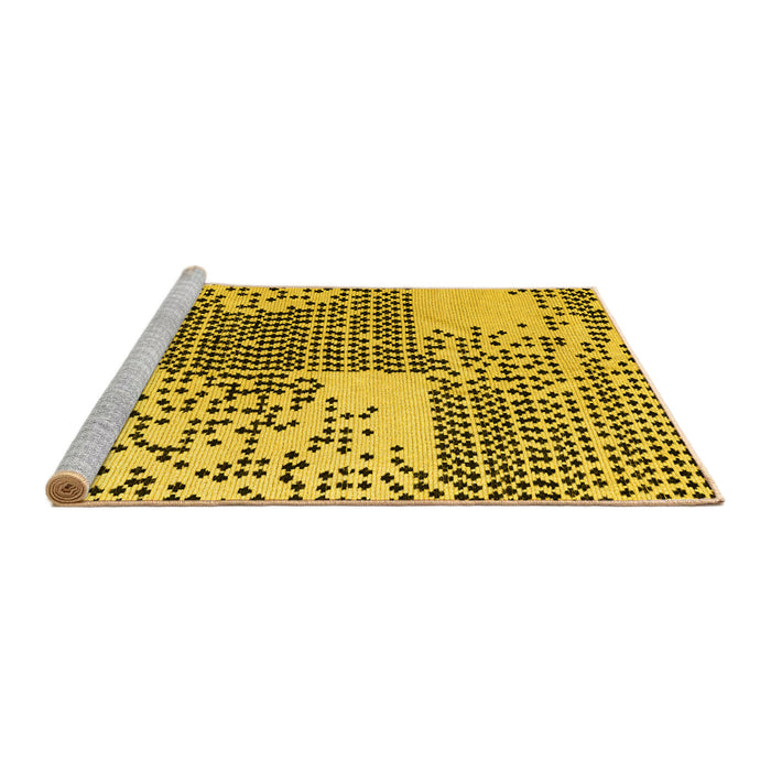 Sideview of Machine Washable Abstract Yellow Modern Rug, wshabs5085yw
