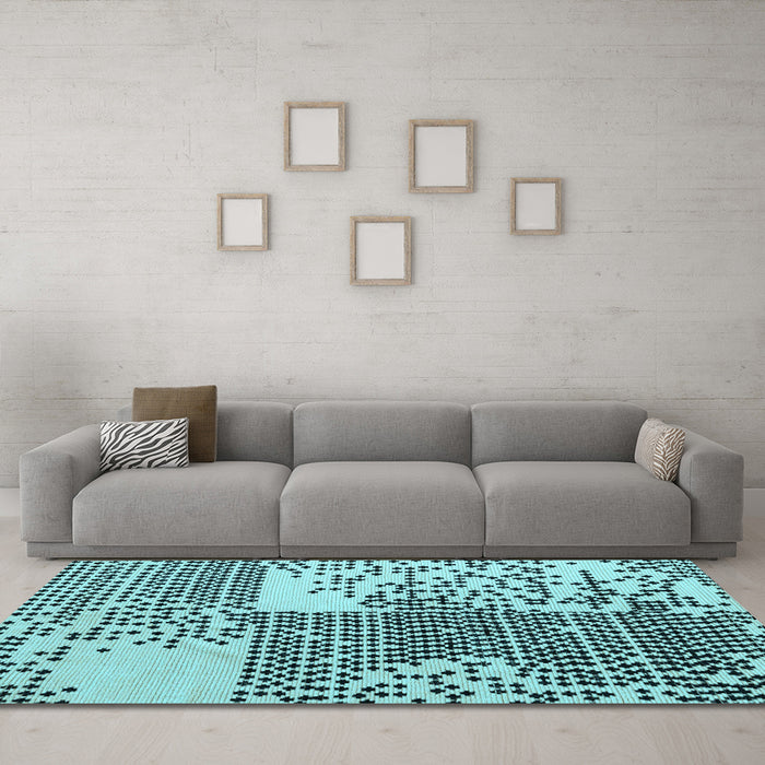 Machine Washable Abstract Light Blue Modern Rug in a Living Room, wshabs5085lblu