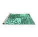 Sideview of Machine Washable Abstract Turquoise Modern Area Rugs, wshabs5085turq