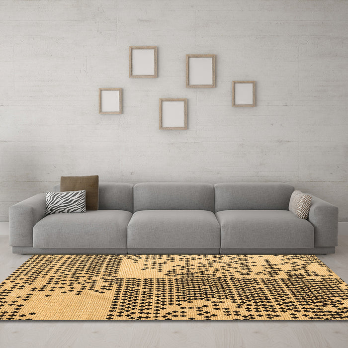 Machine Washable Abstract Brown Modern Rug in a Living Room,, wshabs5085brn