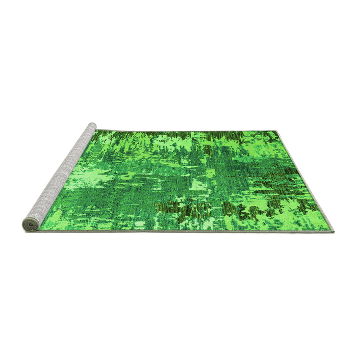 Sideview of Machine Washable Abstract Green Modern Area Rugs, wshabs5086grn