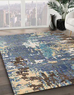 Abstract Dark Gray Modern Rug in Family Room, abs5086