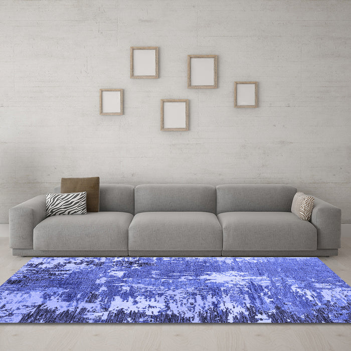 Machine Washable Abstract Blue Modern Rug in a Living Room, wshabs5086blu