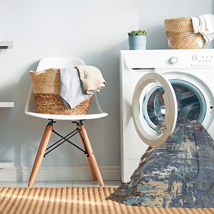 Machine Washable Abstract Dark Gray Rug in a Washing Machine, wshabs5086