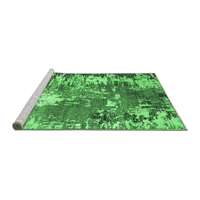 Sideview of Machine Washable Abstract Emerald Green Modern Area Rugs, wshabs5086emgrn