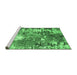 Sideview of Machine Washable Abstract Emerald Green Modern Area Rugs, wshabs5086emgrn