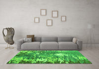 Machine Washable Abstract Green Modern Rug, wshabs5086grn