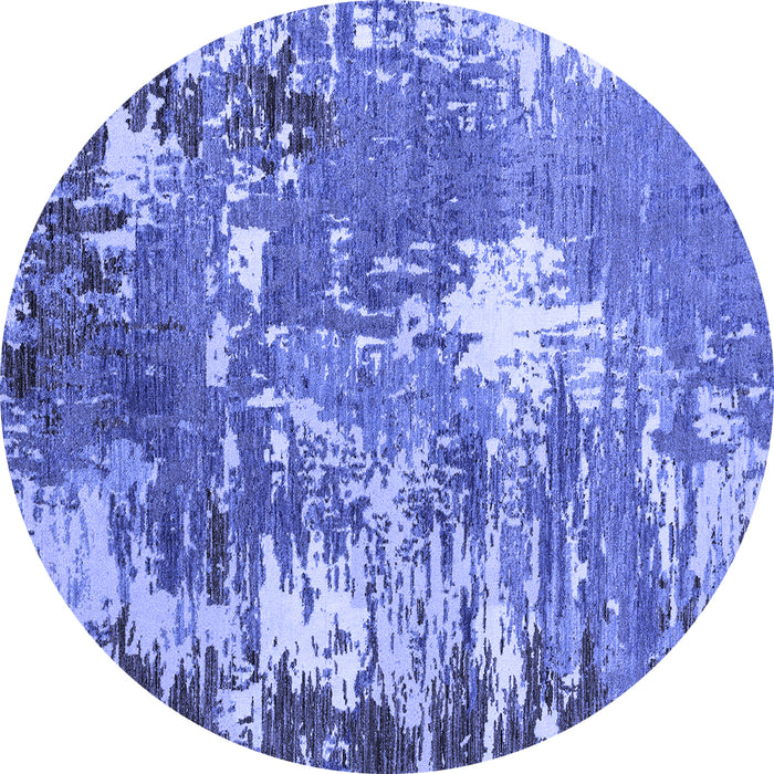 Round Abstract Blue Modern Rug, abs5086blu