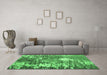 Machine Washable Abstract Emerald Green Modern Area Rugs in a Living Room,, wshabs5086emgrn