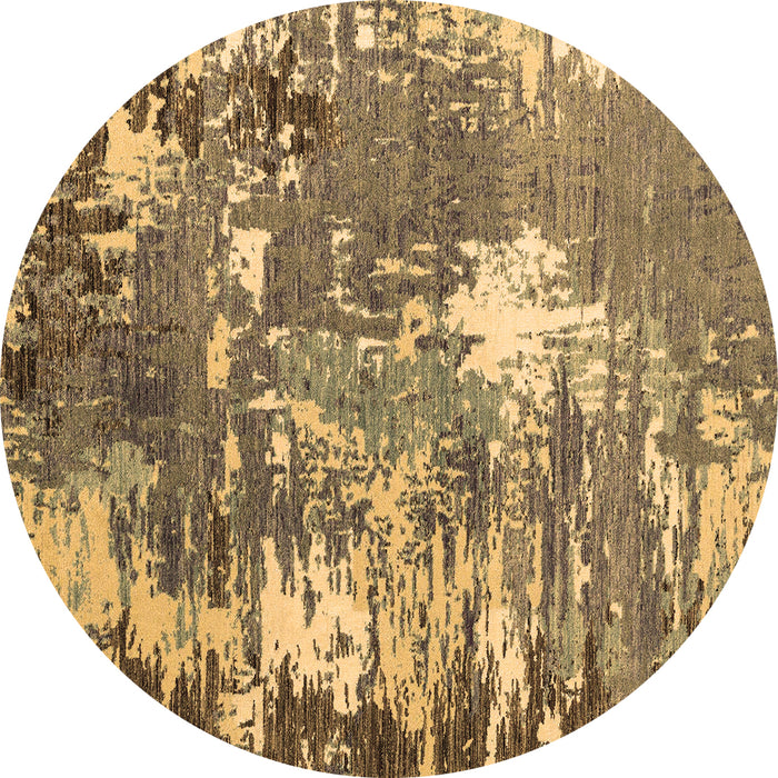 Round Machine Washable Abstract Brown Modern Rug, wshabs5086brn