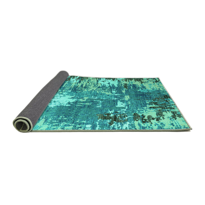 Sideview of Abstract Turquoise Modern Rug, abs5086turq