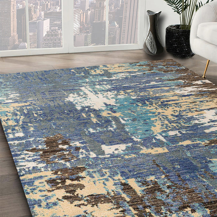 Machine Washable Abstract Dark Gray Rug in a Family Room, wshabs5086