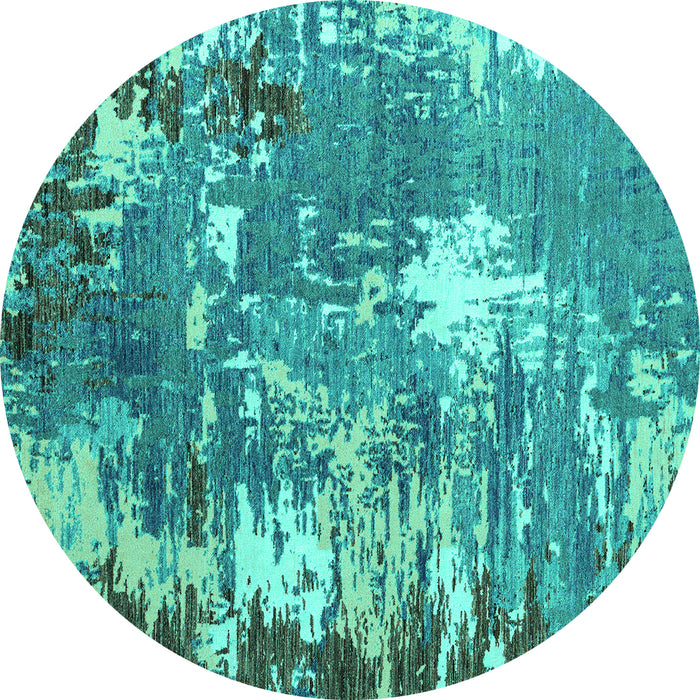 Round Abstract Turquoise Modern Rug, abs5086turq