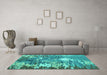 Machine Washable Abstract Turquoise Modern Area Rugs in a Living Room,, wshabs5086turq