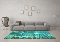 Machine Washable Abstract Turquoise Modern Rug, wshabs5086turq