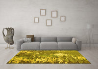 Machine Washable Abstract Yellow Modern Rug, wshabs5086yw