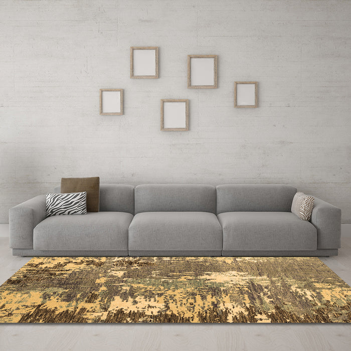 Machine Washable Abstract Brown Modern Rug in a Living Room,, wshabs5086brn