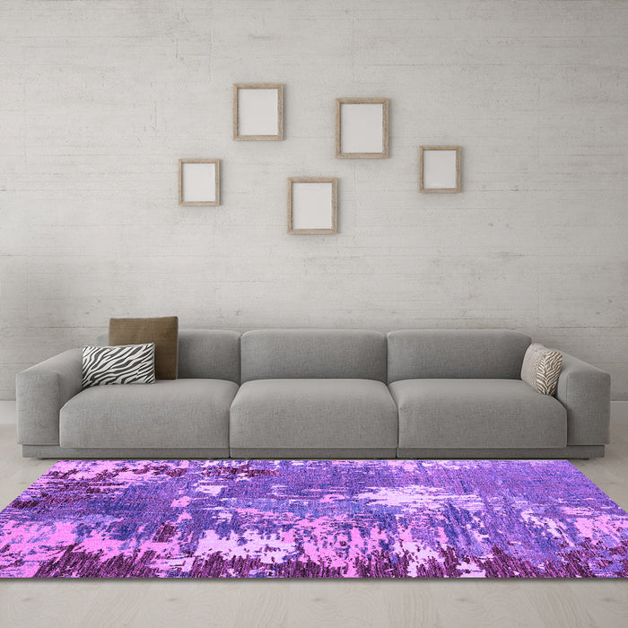 Machine Washable Abstract Purple Modern Area Rugs in a Living Room, wshabs5086pur