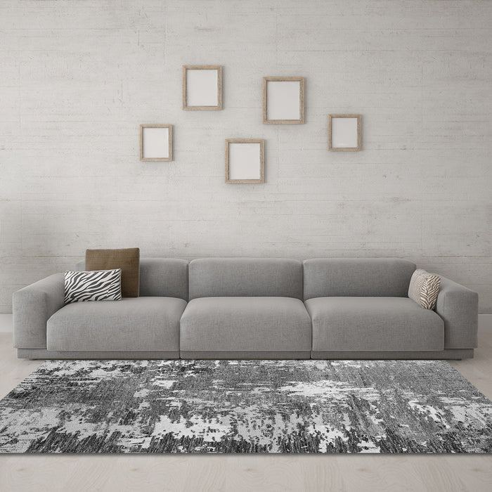 Machine Washable Abstract Gray Modern Rug in a Living Room,, wshabs5086gry