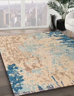 Machine Washable Abstract Brown Rug in a Family Room, wshabs5087