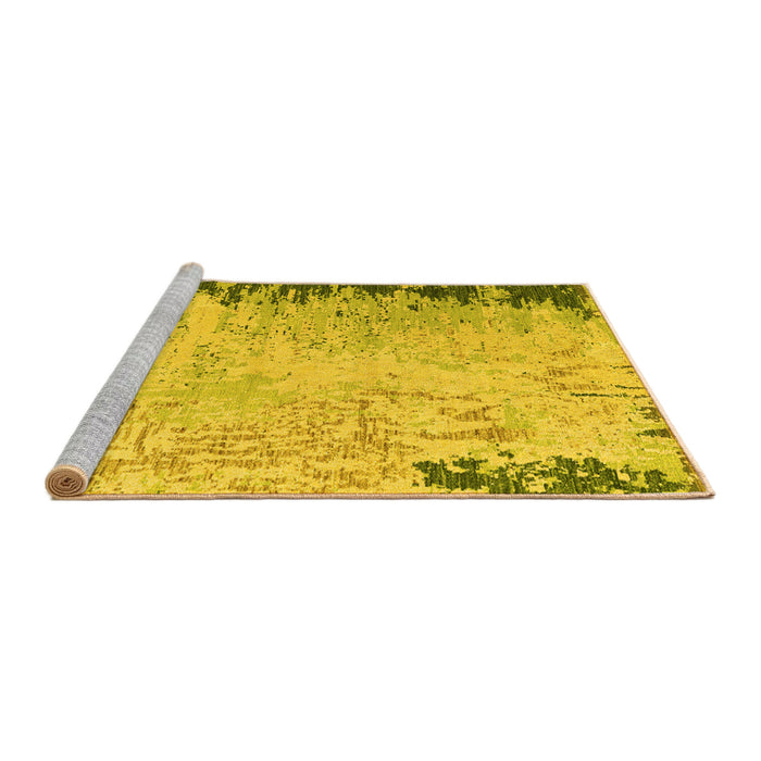 Sideview of Machine Washable Abstract Yellow Modern Rug, wshabs5087yw
