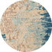 Round Abstract Brown Modern Rug, abs5087