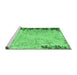 Sideview of Machine Washable Abstract Emerald Green Modern Area Rugs, wshabs5087emgrn