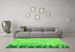 Machine Washable Abstract Green Modern Area Rugs in a Living Room,, wshabs5087grn