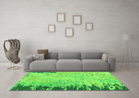 Machine Washable Abstract Green Modern Rug, wshabs5087grn